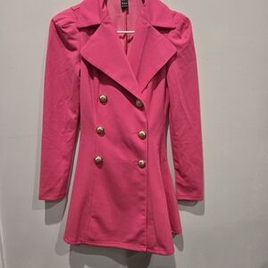 Double-Breasted Pink Women's Coat